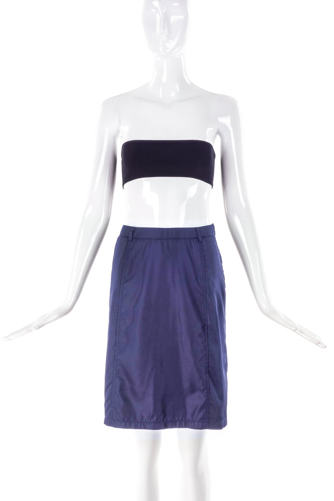 Prada Navy Nylon Pencil Skirt - BOUTIQUE PURCHASE PRICE