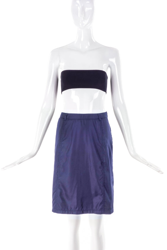 Prada Navy Nylon Pencil Skirt - BOUTIQUE PURCHASE PRICE