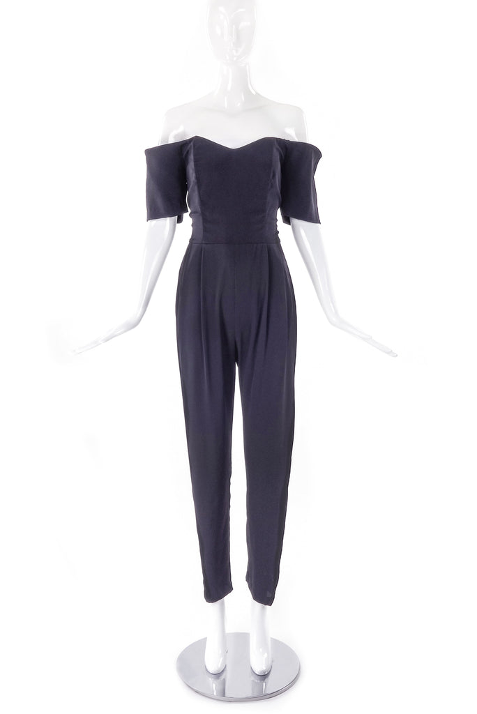 Vintage off the Shoulder Silk Jumpsuit with Boning