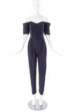 Vintage off the Shoulder Silk Jumpsuit with Boning