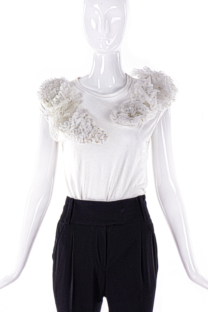 Comme Des Garçons White T-shirt with Tulle Ruffles - BOUTIQUE PURCHASE PRICE