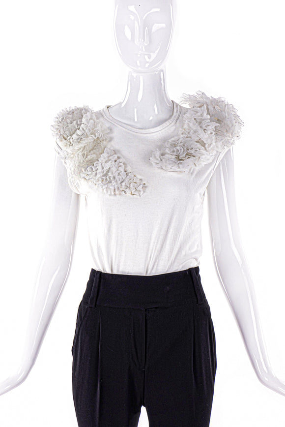 Comme Des Garçons White T-shirt with Tulle Ruffles - BOUTIQUE PURCHASE PRICE