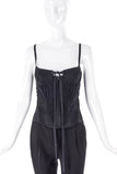 Roberto Cavalli Black Satin Bow Ruched Details Runway Corset 2003/2004