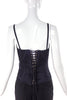 Roberto Cavalli Black Satin Bow Ruched Details Runway Corset 2003/2004
