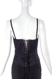 Roberto Cavalli Black Satin Bow Ruched Details Runway Corset 2003/2004