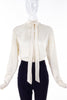 Balenciaga Ivory Wrinkle Silk Button-Up Bow Blouse