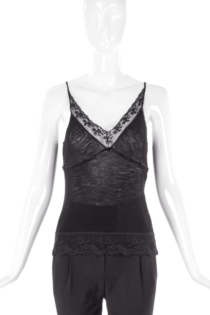 Balenciaga Lace Ribbed Tank Top