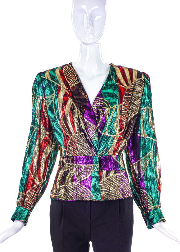 Anne Klein Lurex Print Disco Blouse
