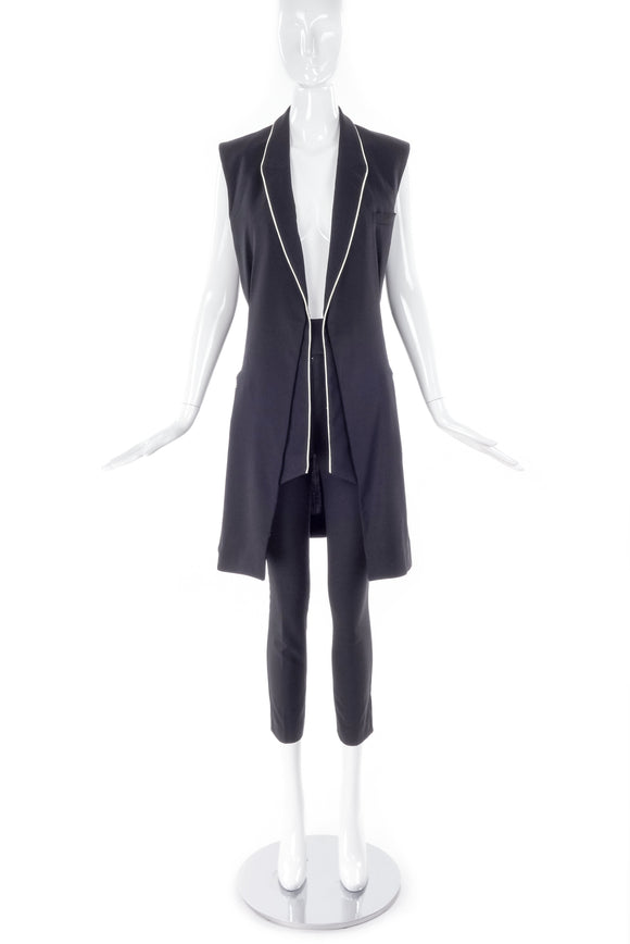 Balenciaga by Nicolas Ghesquière Black Vest with White Piping Spring 2007