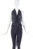 Vintage Black Chiffon Halter Top with Chiffon Waist Bow.