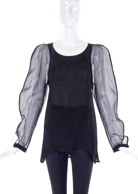 Ohne Titel Chiffon Top with Oversized Organza Sleeves