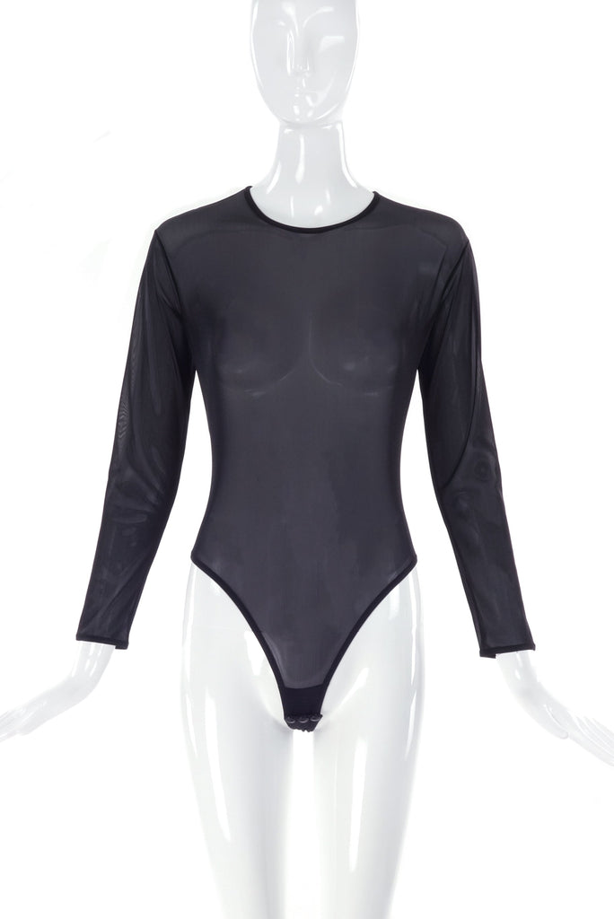 Krizia Black Nylon Long Sleeve Bodysuit