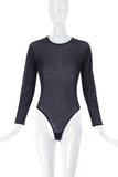 Krizia Black Nylon Long Sleeve Bodysuit
