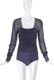 Guy Larouche Black Sheer Nylon Ruche Bodysuit