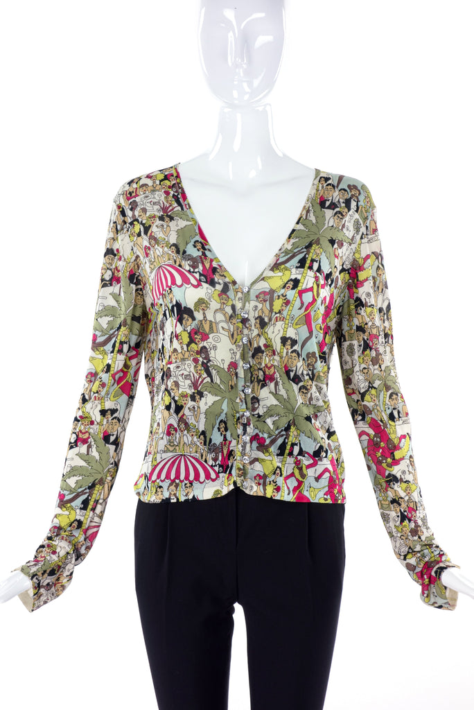 John Galliano "Flapper Dinner Party" Print Cardigan
