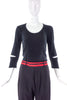 Helmut Lang Red Stripe Pant and Black Cut-Out T-Shirt SS1997