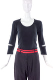Helmut Lang Red Stripe Pant and Black Cut-Out T-Shirt SS1997