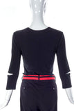 Helmut Lang Red Stripe Pant and Black Cut-Out T-Shirt SS1997