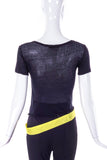 Helmut Lang Black Sheer T-Shirt with Neon Yellow Nylon Waistband SS1997