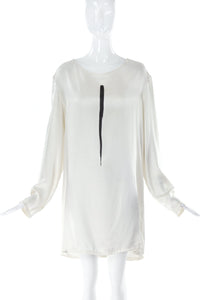 Ann Demeuleemeester White Silk Top with Brushstroke Print