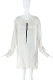 Ann Demeuleemeester White Silk Top with Brushstroke Print