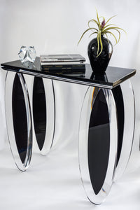 "Silence of Eclipse" Lucite Black and Clear Console Table by Mikhail Loznikov - signed & dated 1992