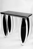 "Silence of Eclipse" Lucite Black and Clear Console Table by Mikhail Loznikov - signed & dated 1992