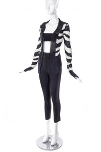 Ann Demeulemeester Black and White Loose Knit Cardigan - BOUTIQUE PURCHASE PRICE
