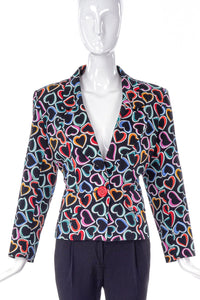 Yves Saint Laurent Multi-Heart Print Blazer -BOUTIQUE PURCHASE PRICE