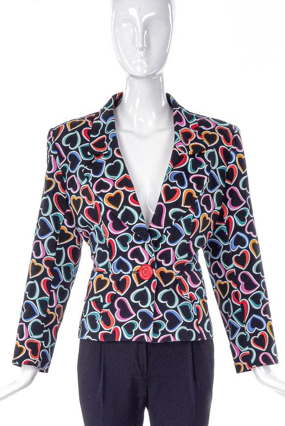 Yves Saint Laurent Multi-Heart Print Blazer -BOUTIQUE PURCHASE PRICE