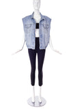 Versace Jeans Couture Oversized Denim Vest with Silver Medusa Buttons - BOUTIQUE PURCHASE PRICE