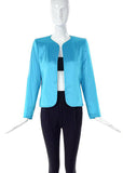 Yves Saint Laurent Rive Gauche Teal Aqua Blue Satin Evening Jacket - BOUTIQUE PURCHASE PRICE