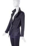 Donna Karan Black Structured Satin Safari Blazer