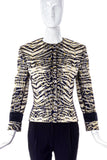 Istante by Gianni Versace Zebra Print Gold Collarless Jacket - BOUTIQUE PURCHASE PRICE