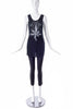 Ann Demeulemeester Black fine rib Cotton Tank Top with Flower Print - BOUTIQUE PURCHASE PRICE