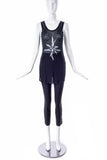 Ann Demeulemeester Black fine rib Cotton Tank Top with Flower Print - BOUTIQUE PURCHASE PRICE