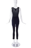 Ann Demeulemeester Black fine rib Cotton Tank Top with Flower Print - BOUTIQUE PURCHASE PRICE