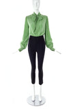 Givenchy Nouvelle Pistachio Green Silk Bow Blouse