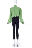 Givenchy Nouvelle Pistachio Green Silk Bow Blouse
