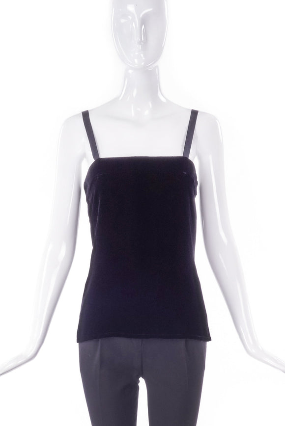 Yves Saint Laurent Luxurious Black Velvet & Satin Camisole