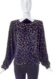 Valentino Chiffon with Gold Lurex and Black Velvet Polka Dot Blouse - BOUTIQUE PURCHASE PRICE