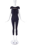 Maison Martin Margiela Black Gathered Top with Metal Bar Detail - BOUTIQUE PURCHASE PRICE