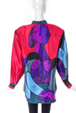 Picasso Silk Print Button-Up Blouse