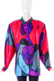 Picasso Silk Print Button-Up Blouse