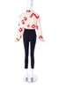 Saint Laurent Cream Bow Blouse with a Sparkling Hibiscus "Hawaiian" Print