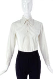 Vintage Trak White 1970's Penny Round Shirt and Wide Black Satin Kipper Tie