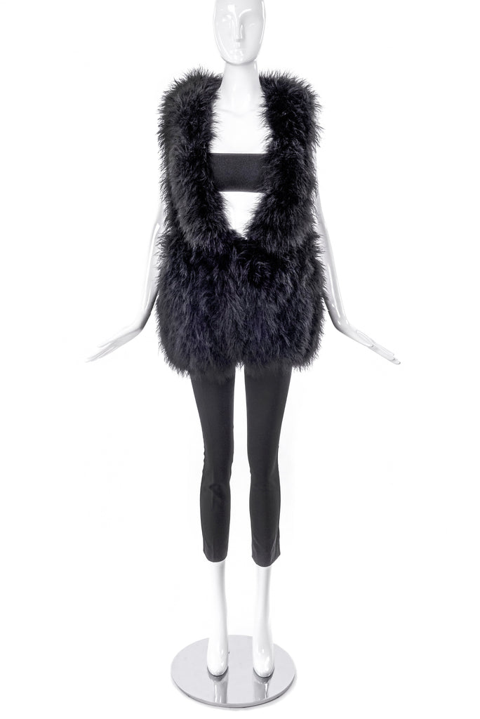 Sonia Rykiel Black Marabou Plume Feather Vest - BOUTIQUE PURCHASE PRICE