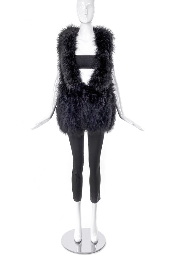 Sonia Rykiel Black Marabou Plume Feather Vest - BOUTIQUE PURCHASE PRICE