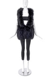 Sonia Rykiel Black Marabou Plume Feather Vest - BOUTIQUE PURCHASE PRICE