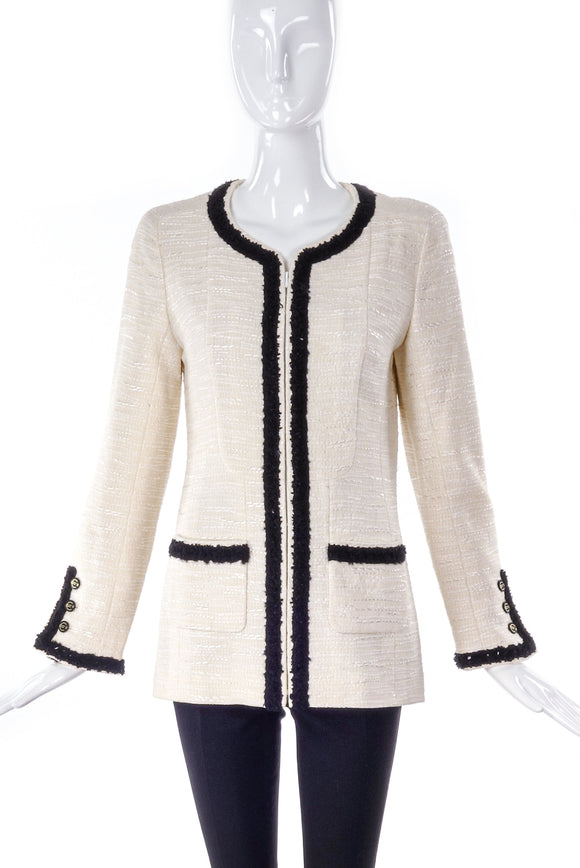 Chanel Ivory and Black Tweed Jacket - BOUTIQUE PURCHASE PRICE